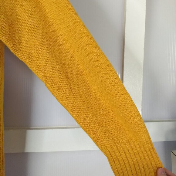 David Benjamin Yellow Pullover Silk Blend Sweater Deep V Neck Long Sleeve Large - Picture 9 of 12